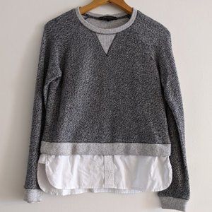 BCBGMaxAzria Gray and White Layered Sweatshirt S